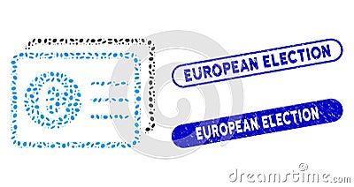 Elliptic Collage Euro Bank Accounts with Scratched European Election Watermarks Vector Illustration