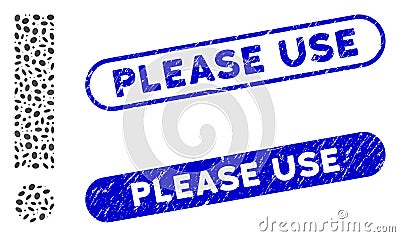 Elliptic Collage Exclamation Sign with Scratched Please Use Watermarks Stock Photo