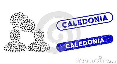 Elliptic Collage People Dialog with Distress Caledonia Watermarks Stock Photo