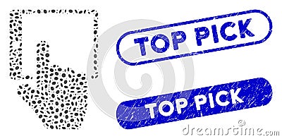 Elliptic Collage Tablet Point with Scratched Top Pick Stamps Stock Photo