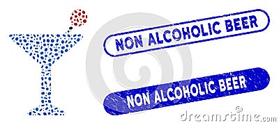 Elliptic Mosaic Cocktail with Textured Non Alcoholic Beer Seals Stock Photo