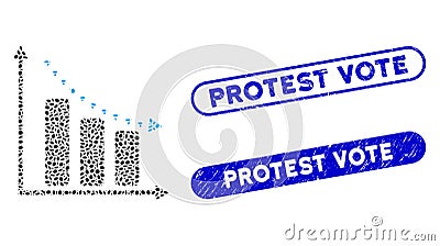 Elliptic Mosaic Dotted Negative Trend with Grunge Protest Vote Stamps Stock Photo