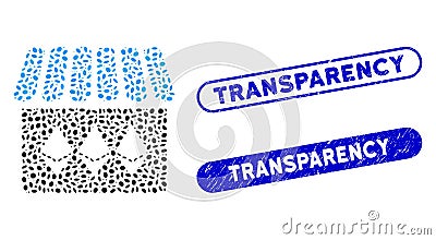 Elliptic Mosaic Jewelry Shop with Textured Transparency Stamps Stock Photo