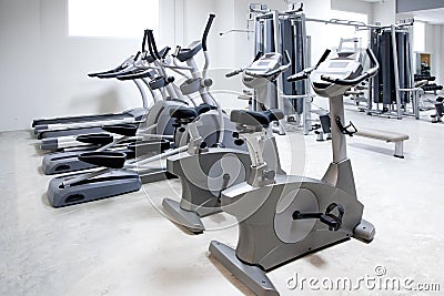 Elliptical cross trainer, bicycle treadmill Stock Photo