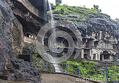 Ellora temple religious complex with Buddhist, Hindu and Jain cave temples and monasteries, UNESCO world heritage site, India Editorial Stock Photo