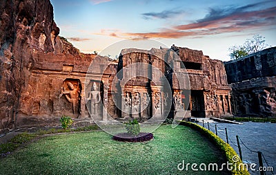 Ellora caves in India Stock Photo