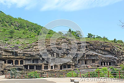 The Ellora Caves, The longest stone carved caves, India Editorial Stock Photo