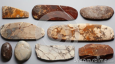 Elongated And Dramatic Marble Stones: Art Of The Upper Paleolithic Stock Photo