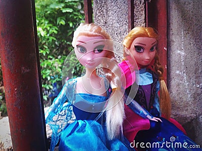 Elsa and Anna Editorial Stock Photo