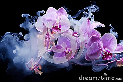Elusive Orchids flower smoke. Generate Ai Stock Photo