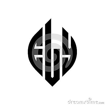 ELY circle letter logo design with circle and ellipse shape. ELY ellipse letters with typographic style. The three initials form a Vector Illustration