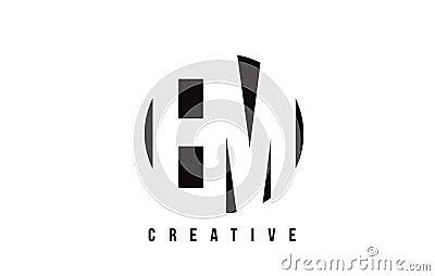 EM E M White Letter Logo Design with Circle Background. Vector Illustration