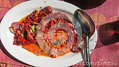Ema datshi, the national dish of Bhutan Stock Photo