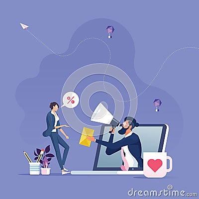 Email advertising campaign concept-Reaching target audience with emails vector Vector Illustration