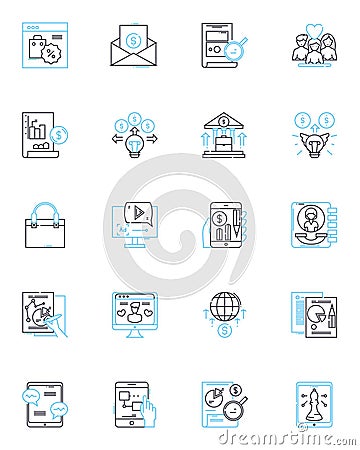 Email advertising linear icons set. Newsletter, Spam, Campaign, Database, Subscriber, Opt-in, Conversion line vector and Vector Illustration