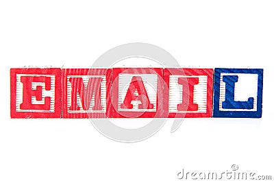 Email - Alphabet Baby Blocks on white Stock Photo