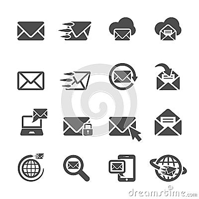 Email application icon set, vector eps10 Vector Illustration