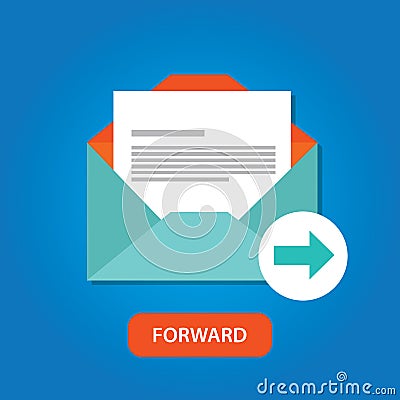 Email automatic auto forward response icon button Vector Illustration
