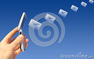 Email being sent by a wireless Stock Photo