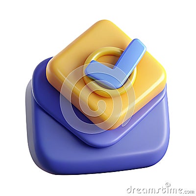 Email Check 3D Icon for Secure and Efficient Inbox Management with High-Quality Digital Representation Stock Photo