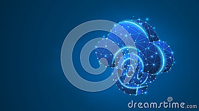 Email, Cloud Storage. Data access, mailing database, internet server concept. Low poly, wireframe 3d vector illustration. Abstract Vector Illustration