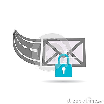 Email Communication Encrypted through the Internet Highway Logo Vector Illustration