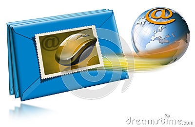 Email Concept with Globe Stock Photo