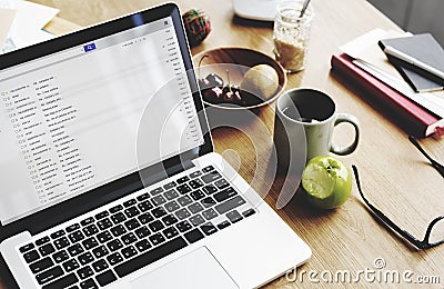 Email Correspondence Working Connection Laptop Concept Stock Photo