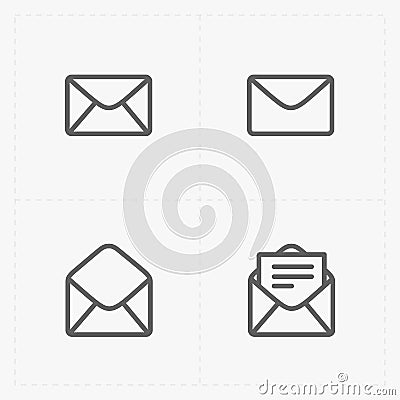 Email and envelope icons on White Background Vector Illustration