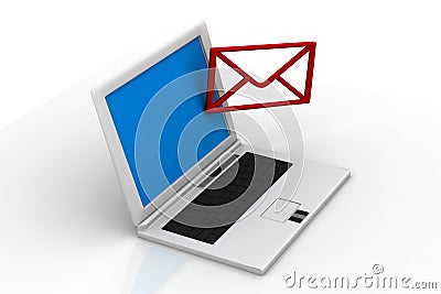 Email envelope in a laptop Stock Photo