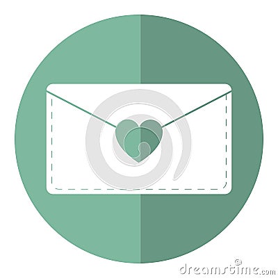 Email envelope message love shadow Vector Illustration