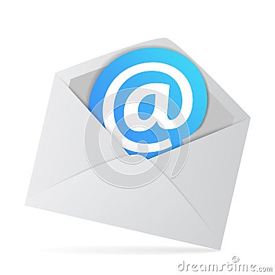 Email Envelope With At Web Symbol Cartoon Illustration