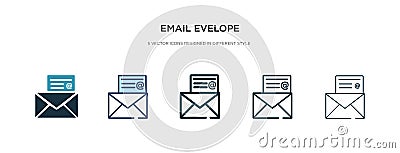 Email evelope icon in different style vector illustration. two colored and black email evelope vector icons designed in filled, Vector Illustration