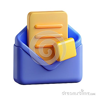 Email File Attachment 3D Icon for Secure and Efficient Digital Communication with a Professional Look Stock Photo