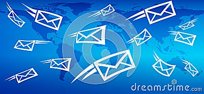 Email Global Marketing Background, web messaging sending mail Vector Illustration