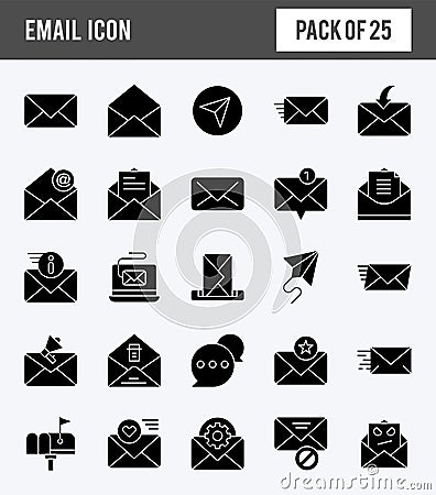 25 Email Glyph icon pack. vector illustration Vector Illustration