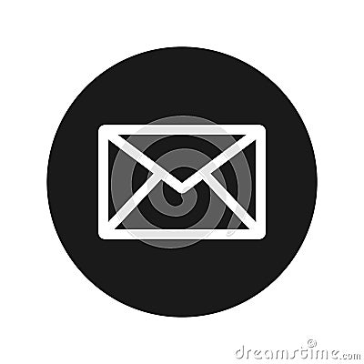 Email icon flat black round button vector illustration Vector Illustration