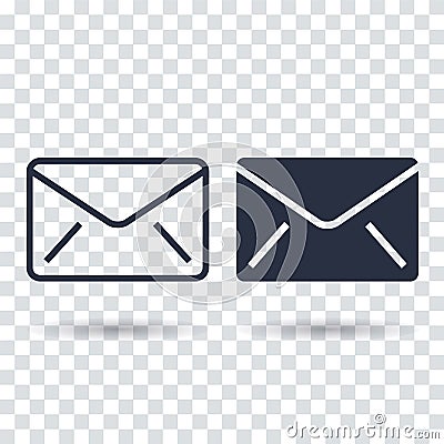 Email icon Flat. Outline email icon Vector Illustration