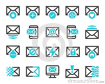 Email icon set Vector Illustration