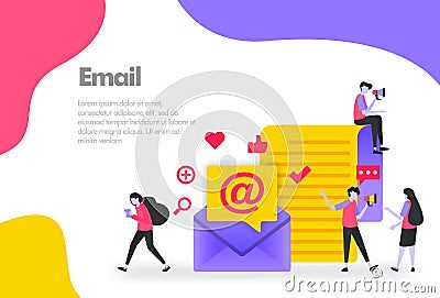 Email Illustration Concept Send receive and read online letter. Modern flat design concept for Landing page website, mobile apps Vector Illustration