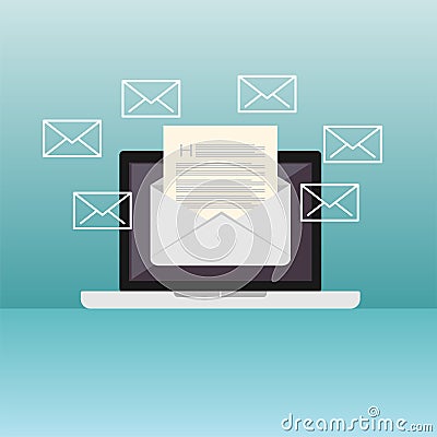 Email illustration. Sending or receiving email concept illustration. flat design. Vector Illustration