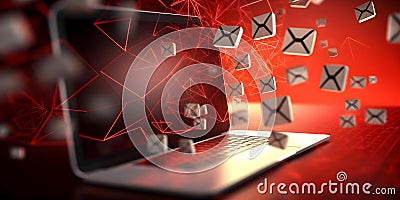 Email inbox and spam virus represent internet security risks and compromised information. Concept Stock Photo