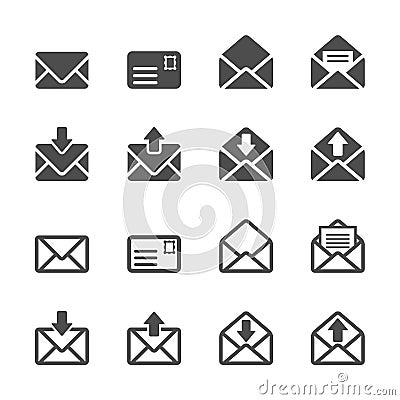 Email and letter icon set, vector eps10 Vector Illustration