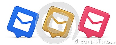 Email letter incoming message closed envelope mobile application button 3d realistic speech bubble icon Vector Illustration