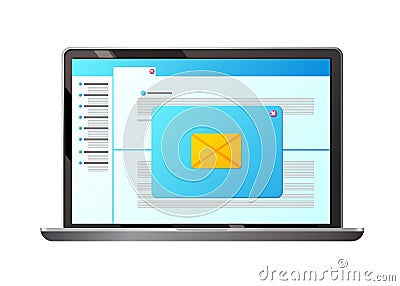 Email, letter. Sending, receiving mail messages, collecting and exchanging information. Vector Illustration