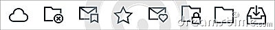 Email line icons. linear set. quality vector line set such as inbox, folder, lock, favourite, favorite, saved, cross Vector Illustration