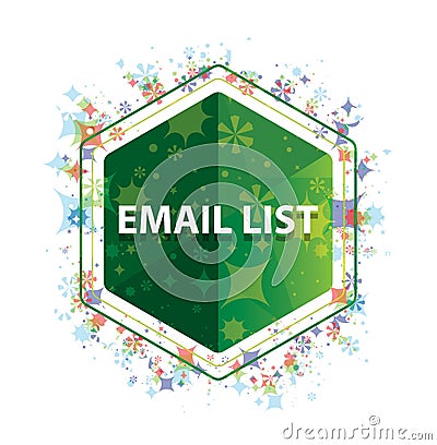 Email List floral plants pattern green hexagon button Stock Photo