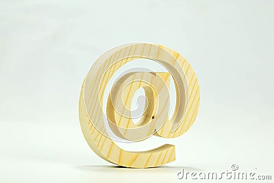 Email made of wooden pine symbol on white background Stock Photo