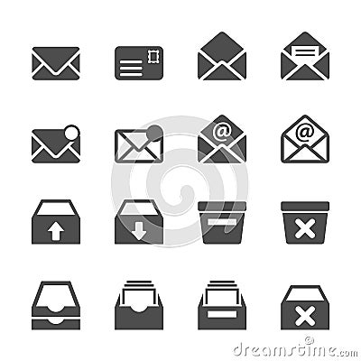 Email and mailbox icon set, vector eps10 Vector Illustration