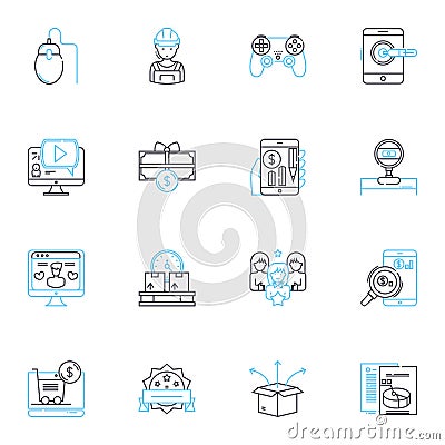 Email management linear icons set. Inbox, Unread, Archive, Priority, Filters, Unsubscribe, Reply line vector and concept Vector Illustration
